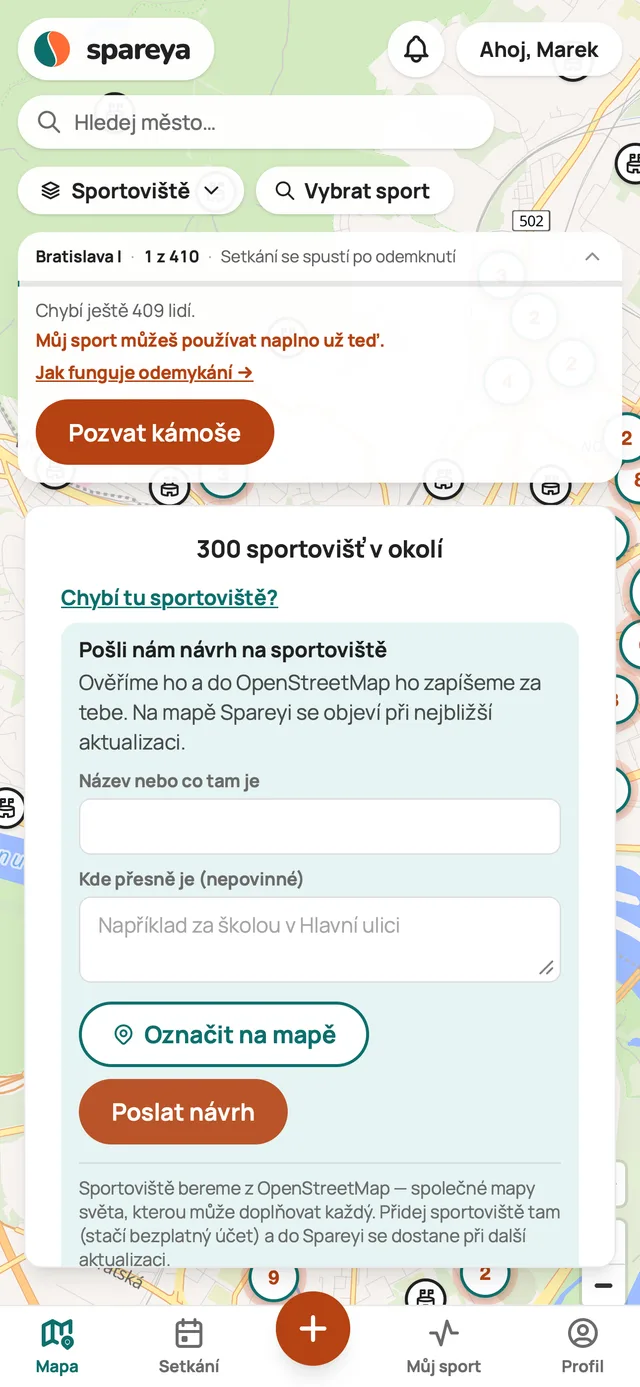 Chybí tu sportoviště?