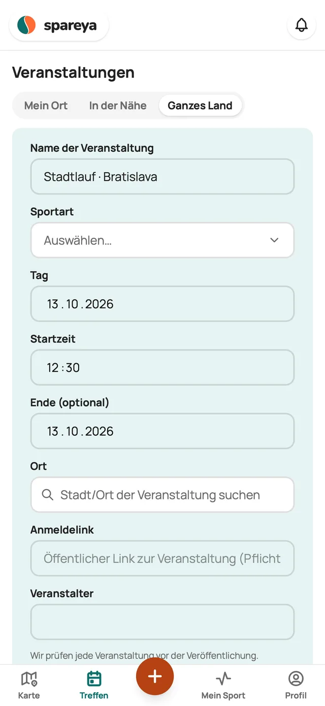 So fügst du eine Veranstaltung hinzu
