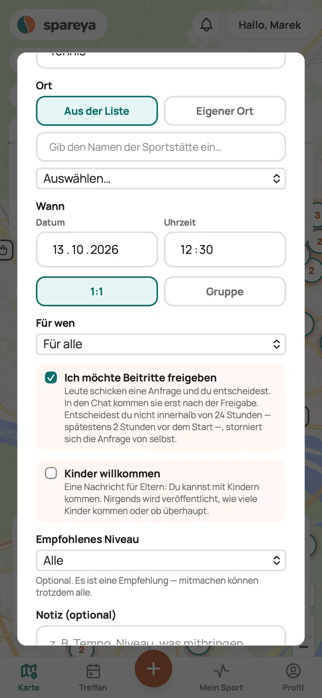 Du erstellst ein Treffen