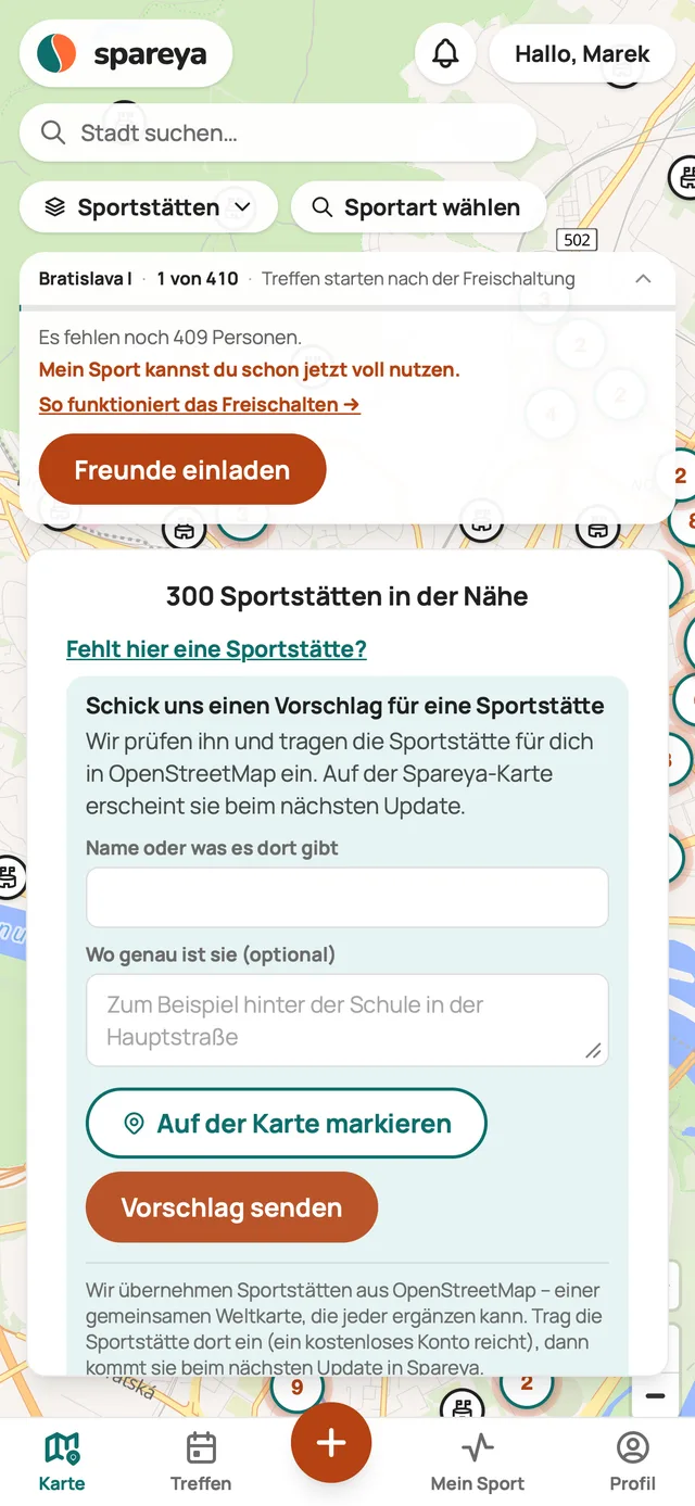 Fehlt hier eine Sportstätte?