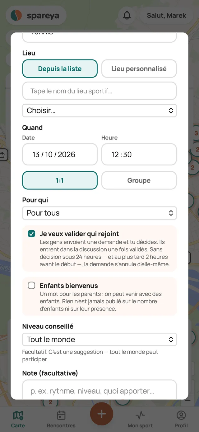 Tu crées une rencontre