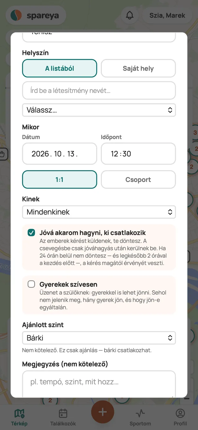 Létrehozol egy találkozót
