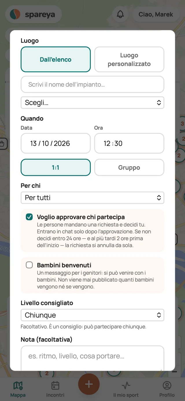 Crei un incontro