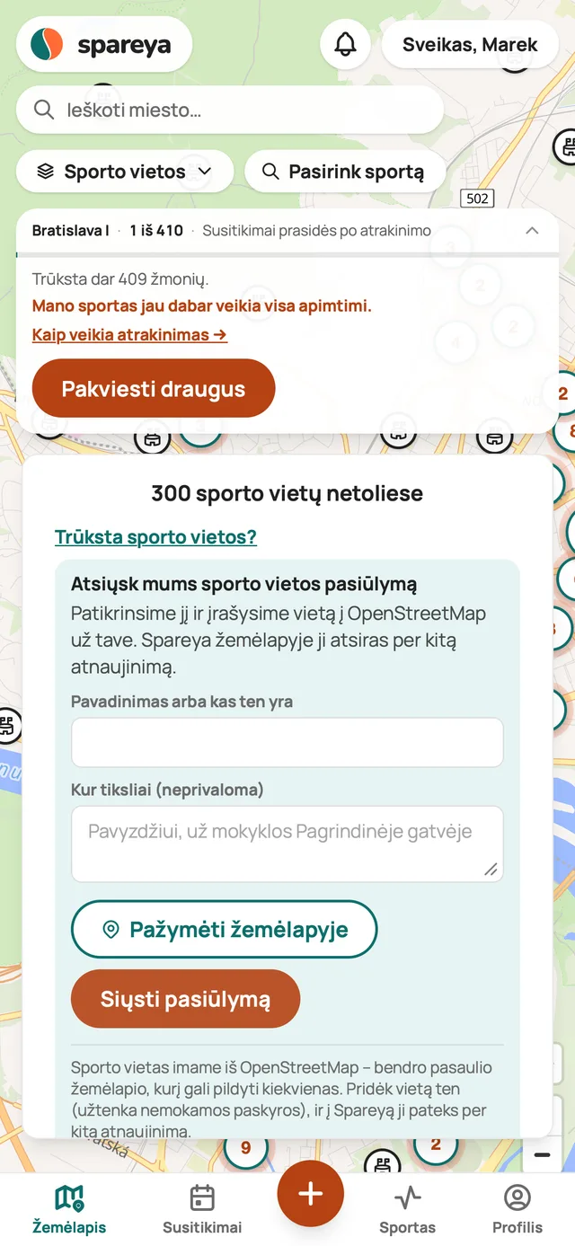 Trūksta sporto vietos?