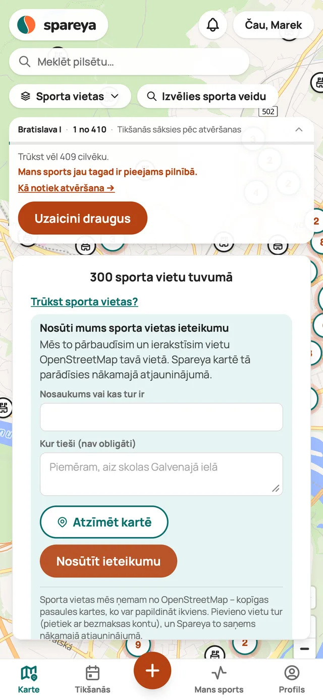 Trūkst sporta vietas?