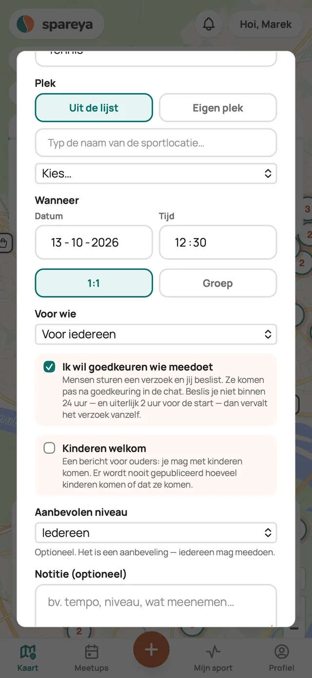 Je maakt een meetup aan