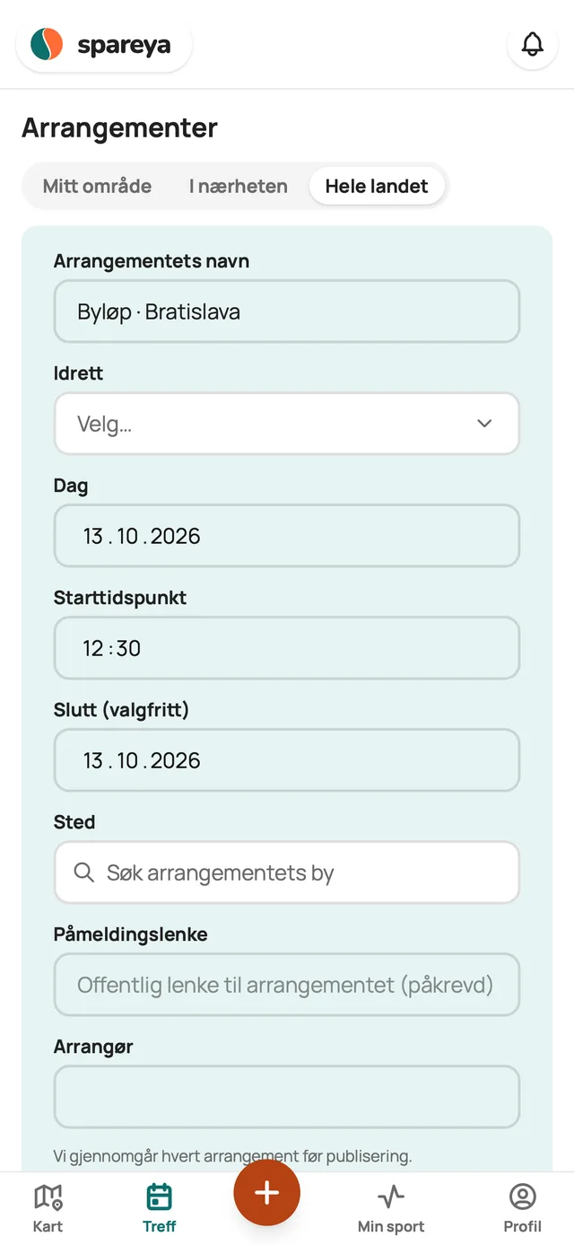Slik legger du til et arrangement