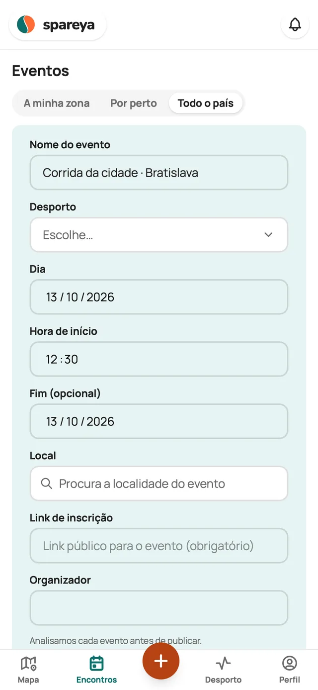Como adicionas um evento