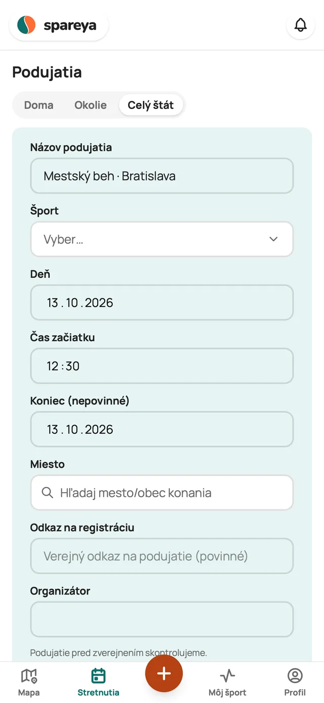Ako pridáš podujatie