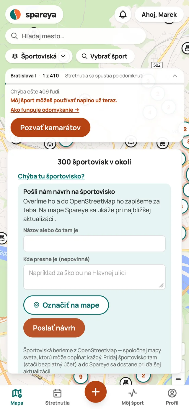 Chýba tu športovisko?