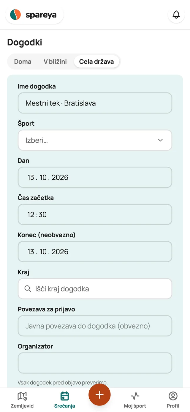 Kako dodaš dogodek