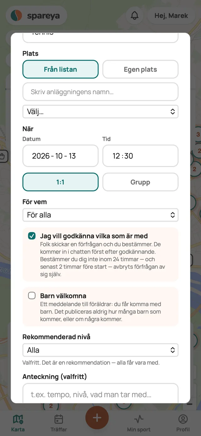 Du skapar en träff